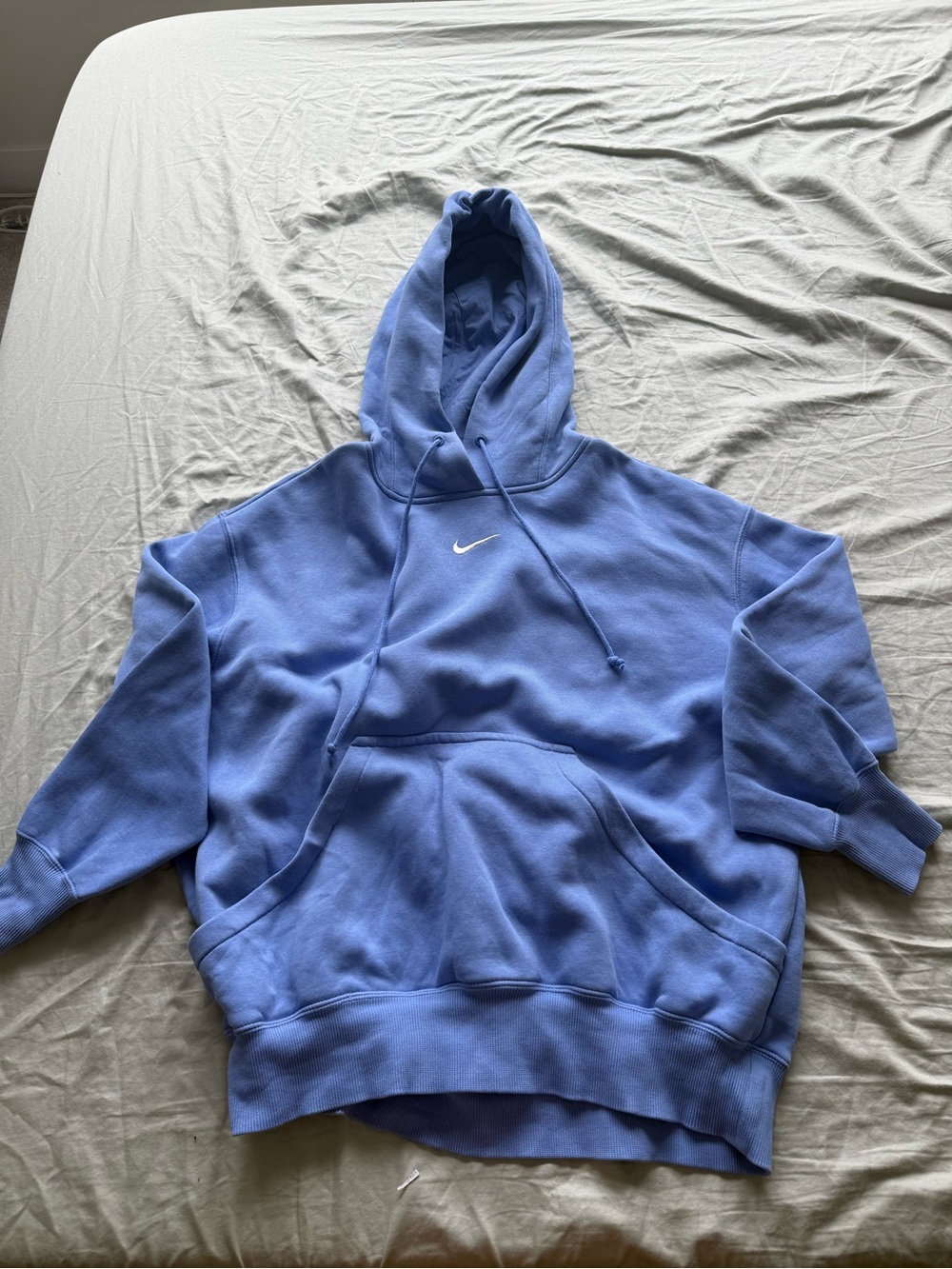 Nike Light Blue Crewneck Hoodie with White Swoosh